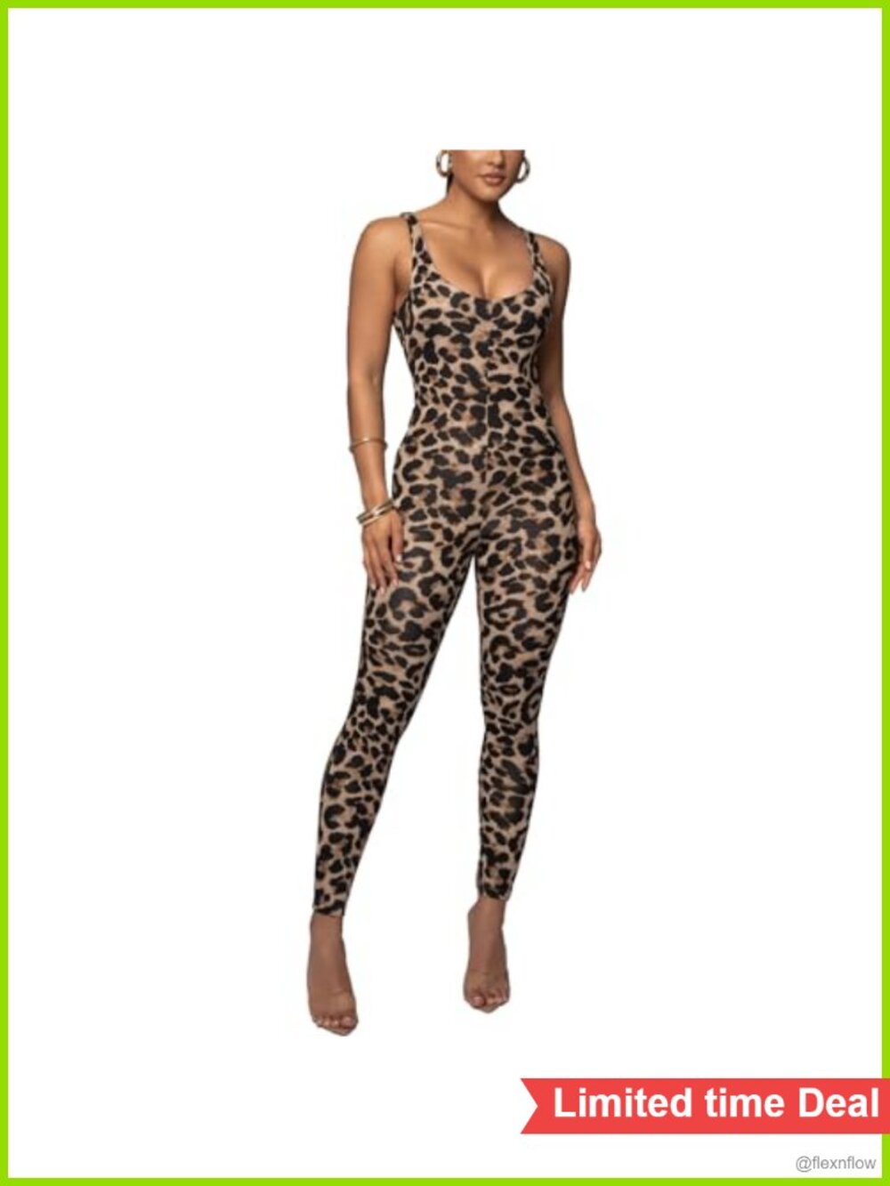 Women's Sleeveless Bodycon Jumpsuit Leopard Print Club Party Romper